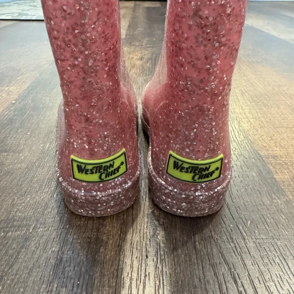Girls Pink Glitter Rain Boots size 10